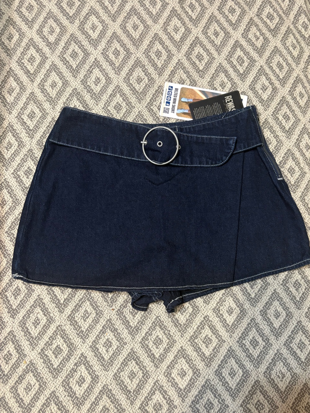 Rewash Dark Blue Low Rise Denim Mini Skirt